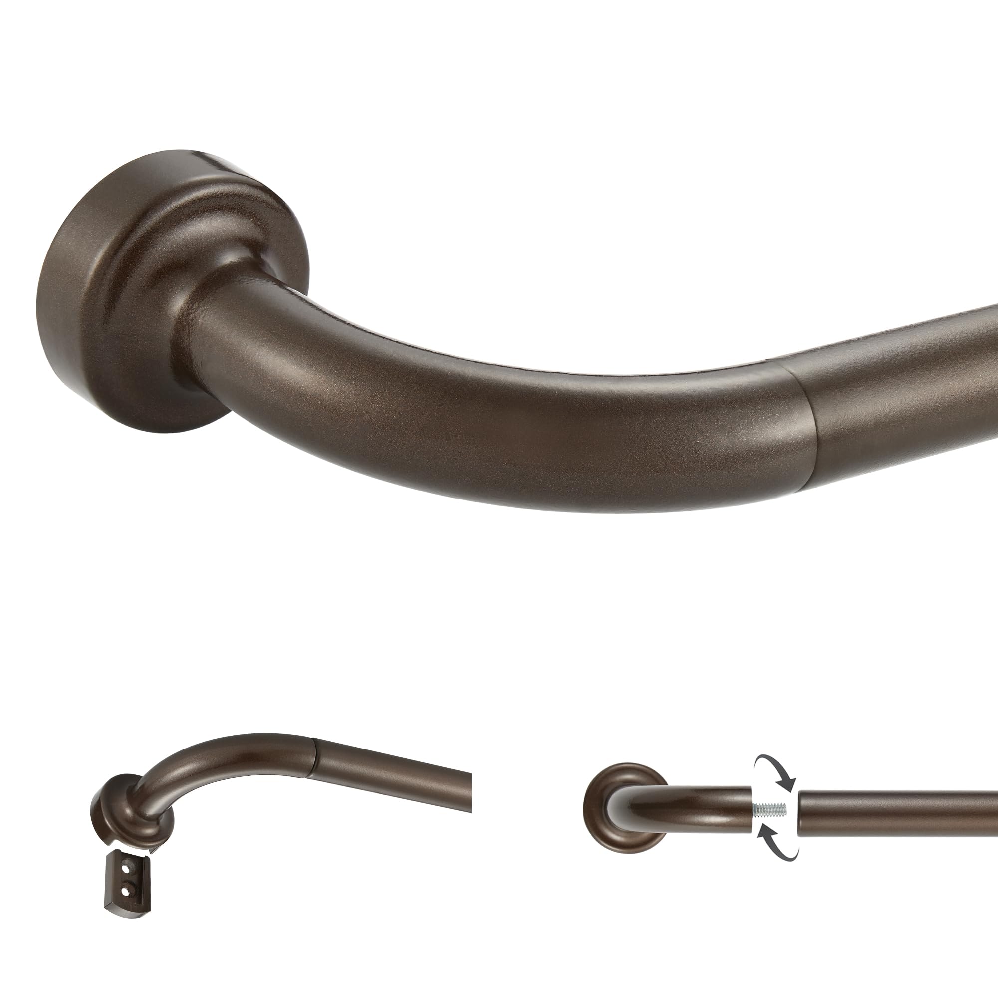 Photo 1 of ***PARTS ONLY***Dark Bronze Disc Curtain Rods, 84-144 Inches Window Curtain Rod,Adjustable Room Darkening Drapery Rod with Aluminum Finials and Brackets,Wrap Around Design