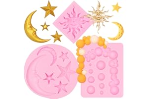 Star Moon Silicone Molds, 3D Pearl Greek Sun God Chocolate Molds, Semi Sphere Ball Fondant Baking Molds for Cake Decoration C