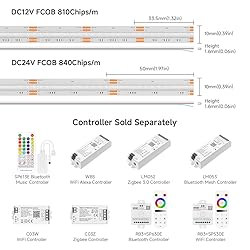BTF-LIGHTING FCOB COB RGB LED Strip 840LED/m 16.4FT