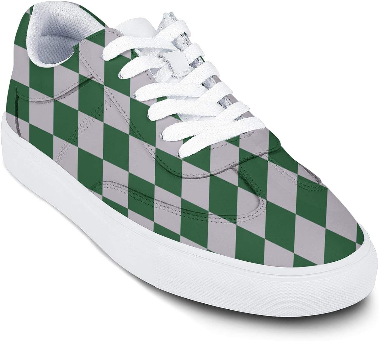 printed checkered canvas vulcanized sneakers