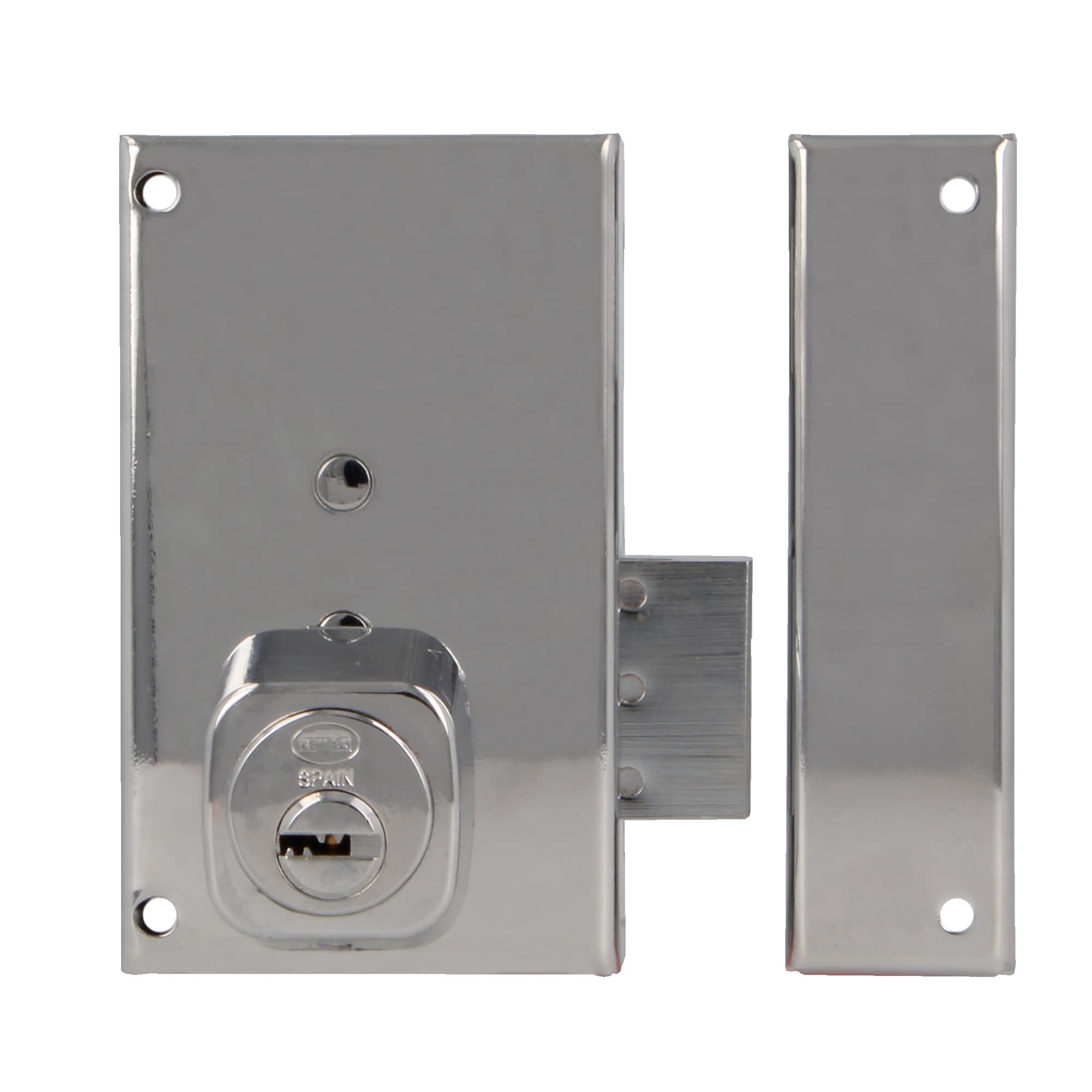 Amig - Right Overfill Lock with Lever and Tongue for Wooden Doors Model 75P | 67 x 112 mm | Security Round Cylinder | Silver Steel