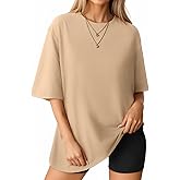 MANGOPOP Women's Oversized T Shirts Short Sleeve Crewneck Loose Fit Tops Summer Basic Gym Workout Clothes