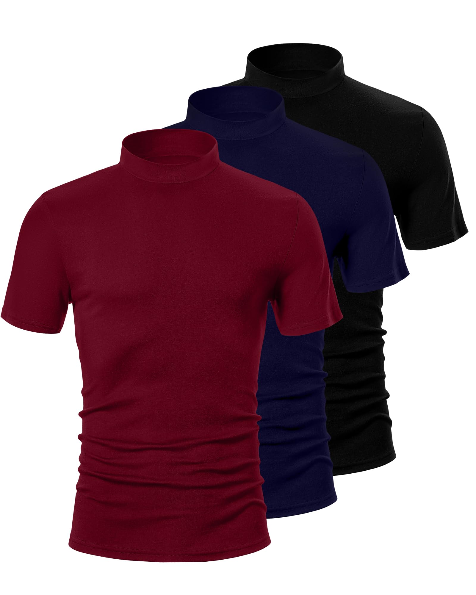 Mua 3 Pack Men's Turtle Neck Shirts, Short Sleeve Mock Turtleneck T ...