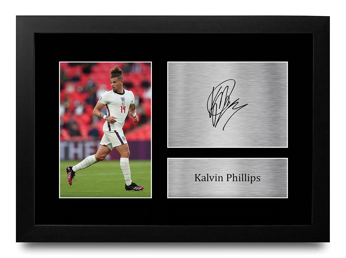 HWC Trading FR A4 Kalvin Phillips England Gifts Printed Signed Autograph Picture for Football Fans and Supporters - A4 Framed