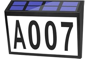 BAWOO House Numbers Address Light, Address Number for houses, Solar Powered Address Plaque, LED House Number Sign, Solar Address Sign Light Up for Outdoor Walls, Courtyards, Streets, etc