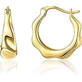 Aliyoham 14k Gold plated Hoop Earrings Chunky Earrings for Women, Large Geometric Gold Loops Jewelry