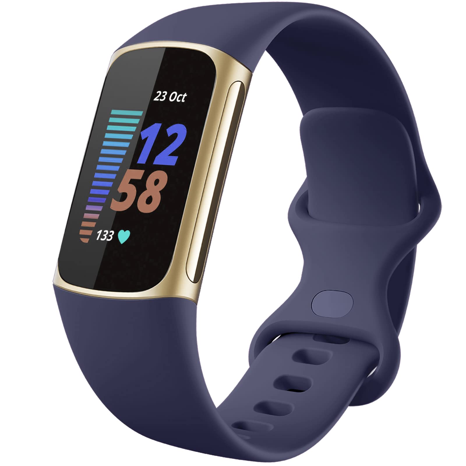 Dirrelo Compatible with Fitbit Charge 5 Strap - Fitbit Charge 6 Strap for Women Men, Soft Silicone Replacement, Sport Waterproof Adjustable Wristband for Charge 5 6,Small DarkBlue