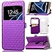 S7 Edge Case, Galaxy S7 Edge Case, ArtMine Quilted Plain Color Window View Function PU Leather Flip Folio Book Style Card Slots Kickstand Wallet Phone Case for Samsung Galaxy S7 Edge Purple