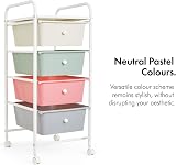VonHaus Storage Trolley 4 Drawer Pastel with 360° Wheels Chrome Frame view 7