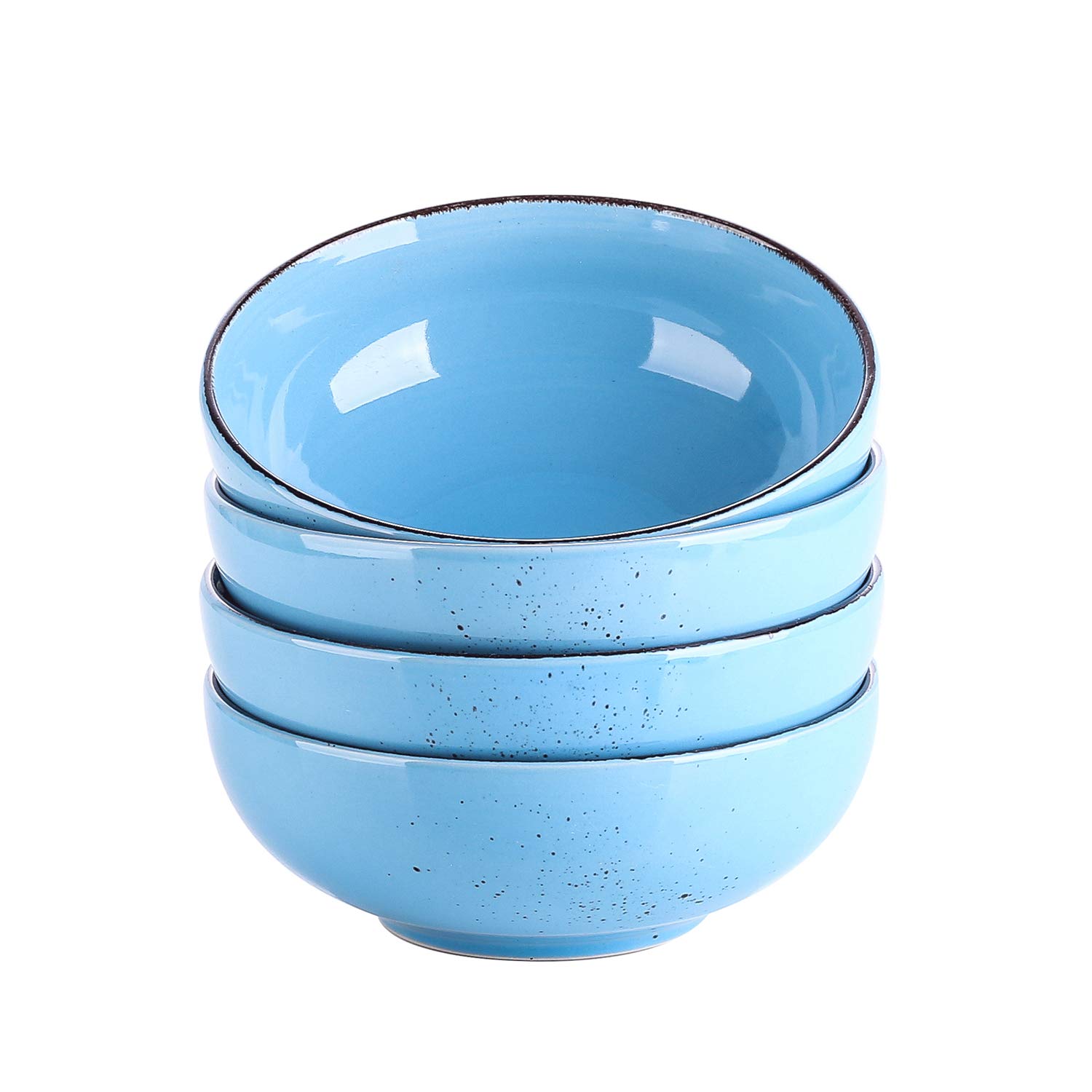 vancasso Navia Aqua Blue Cereal Bowl Ramen Bowl Set of 4-6.7 inch Soup Bowl/Pasta Bowl/Dessert Bowl/Fruit Bowl/Noodle Bowl/Large Serving Bowl, 800ml/28 oz. (17 * 17 * 6.5CM)