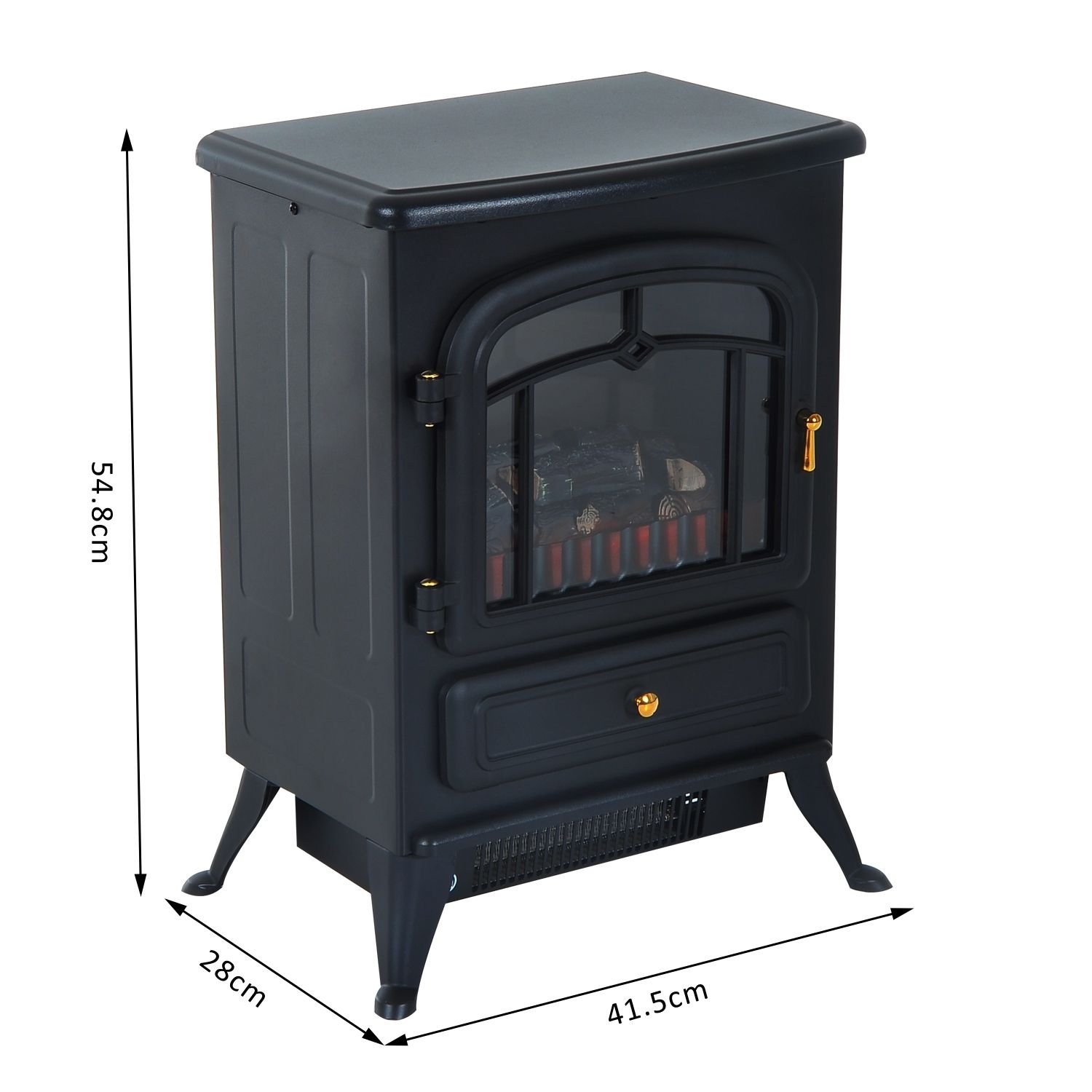 Homcom Freestanding Electric Fire Place Indoor Heater Glass View