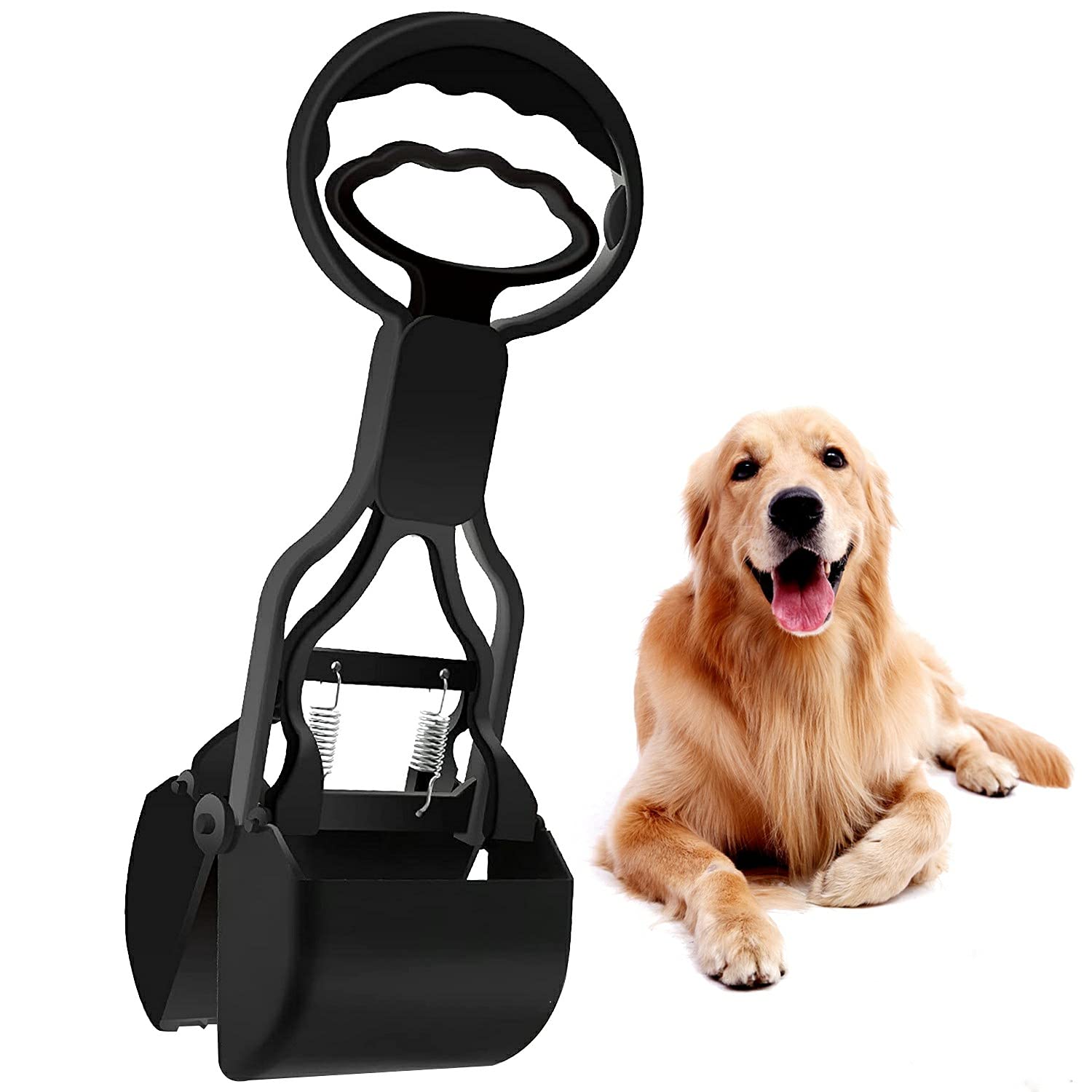 Pet Dog Pooper Scooper,1PC Non-Breakable Pooper Scooper, Large Pooper Scooper,22cm Handle Heavy Duty Dog Poop Scooper,Durable Dog Poop Pick Up Tool with Jaw Claw Bin for Easy Grass and Gravel (Black)
