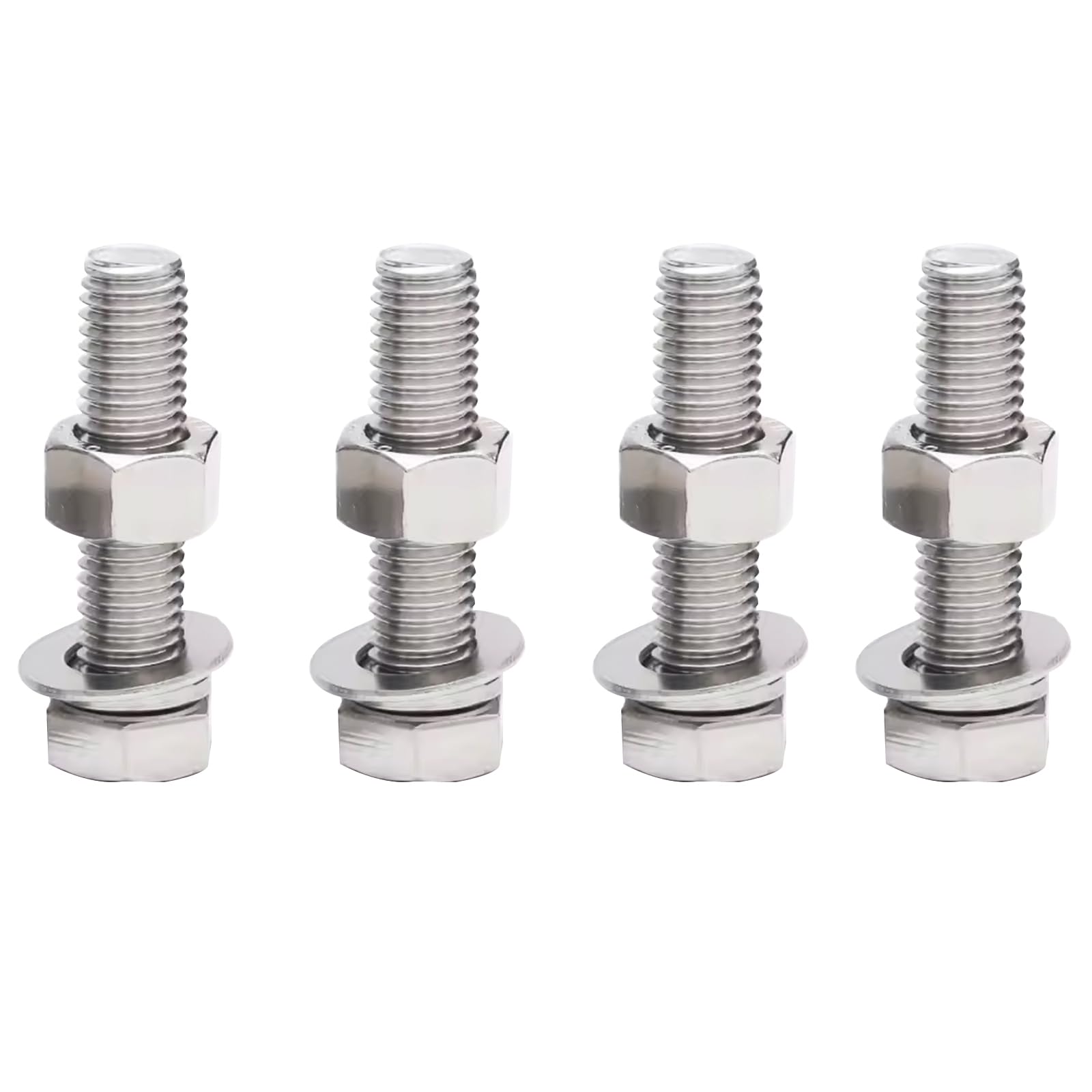 Leliafleury M8 x 60mm Hex Head Nuts and Bolts Set Stainless Steel Fully Thread Hexagon Bolts for Home Repair DIY Projects (Pack of 4)