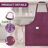 Vicloon Unisex Adjustable Bib Apron 2 Pcs with Pockets Wine Red Grey view 4