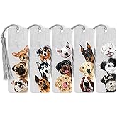 WIRESTER Set of 5 Paper Bookmarks with Tassel for Students, Reader, Teachers, Book Lovers - Cute Dog Breeds (Bulldog, Puppy Dog, Chihuahua, German Shepherd, Siberian Husky, Retriever, Basset Hound)