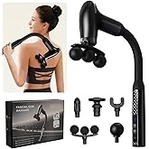 seektik Massage Gun with Extension Handle, Handheld Back Massager Tool, Massager for Neck/Leg/Shoulder Pain, 9 Adjustable Speeds & Modes and 5 Replaceable Blades, Gifts for Tech Lovers