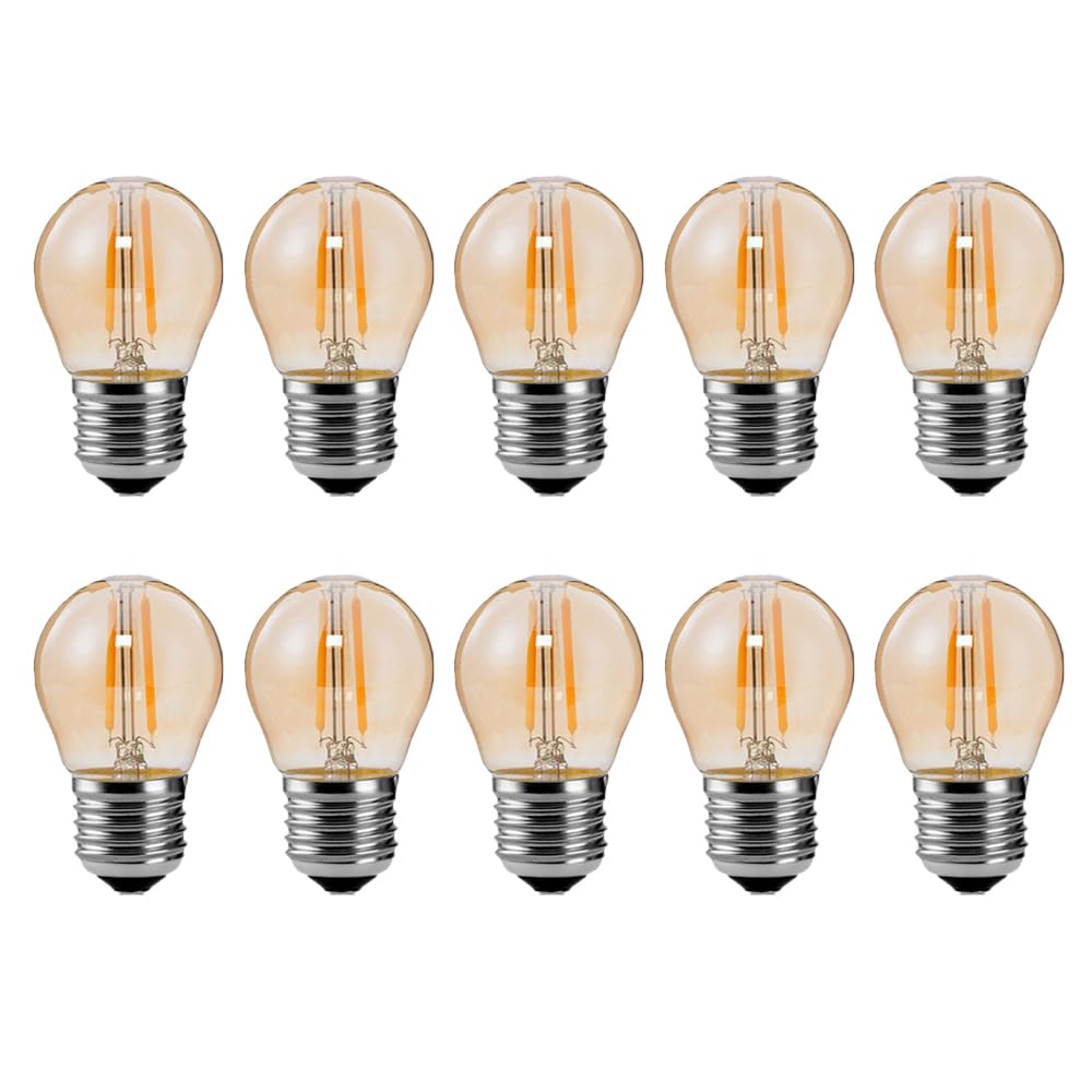 WULUN E27 4W LED Filament Bulbs, Amber Glow 2700K, 4W Equivalent 40W Halogen, 400 LM, Amber Glass, Edison G45 Mini Spherical Light, AC 220-240V, Non-Dimmable, for Decorative Lighting, 10 Pcs