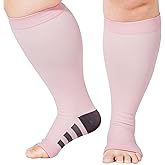 Abodhu Plus Size Compression Socks Open Toe Compression for Women& Men 15-20mmHg Wide Calf Knee High Toeless Compression Sock