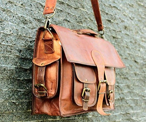 Leather Genuine Men's Auth Real Leather Messenger Laptop Briefcase Satchel Mens Bag (13X18)