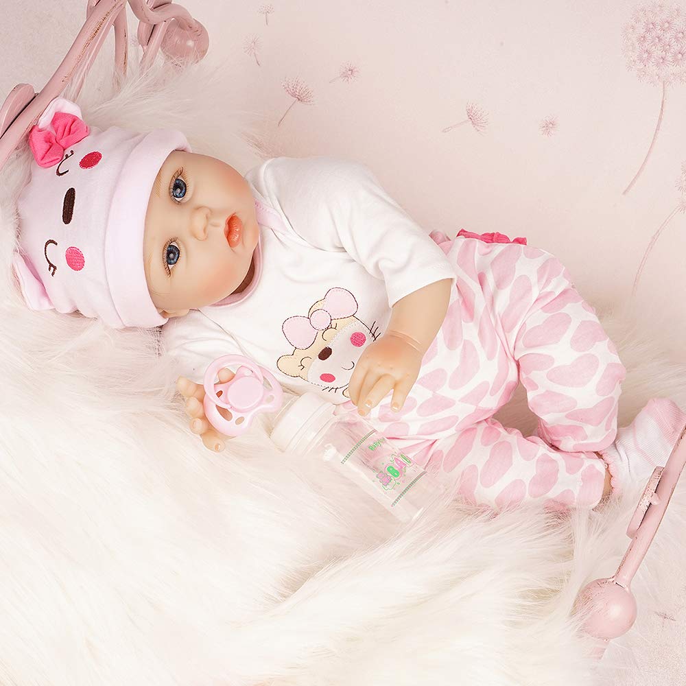 reborn baby dolls girl look real silicone pink outfit 22 inches