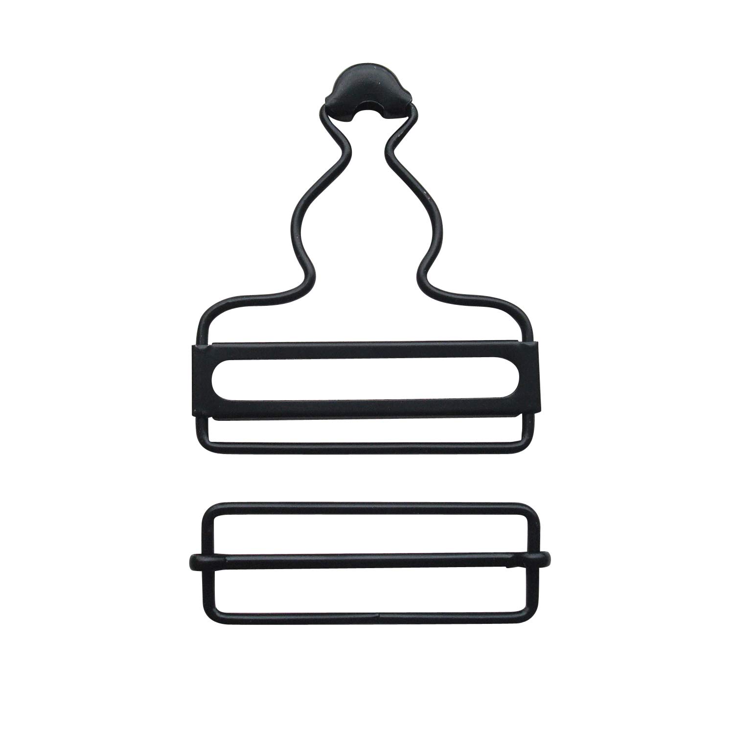 Suspender Adjuster Overall Braces Buckle,Black Dungaree Fastener Gallus Buckle with Slider,Pack of 6 Sets (2")