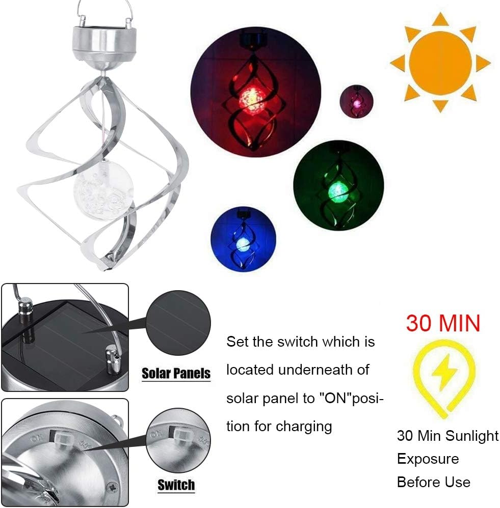 TOPINCN Led Color Changing Solar Hanging Light Waterproof Wind Chimes Light Lamp Outdoor Decoration Large Capacity 1.2V / 600Mah - Image 4