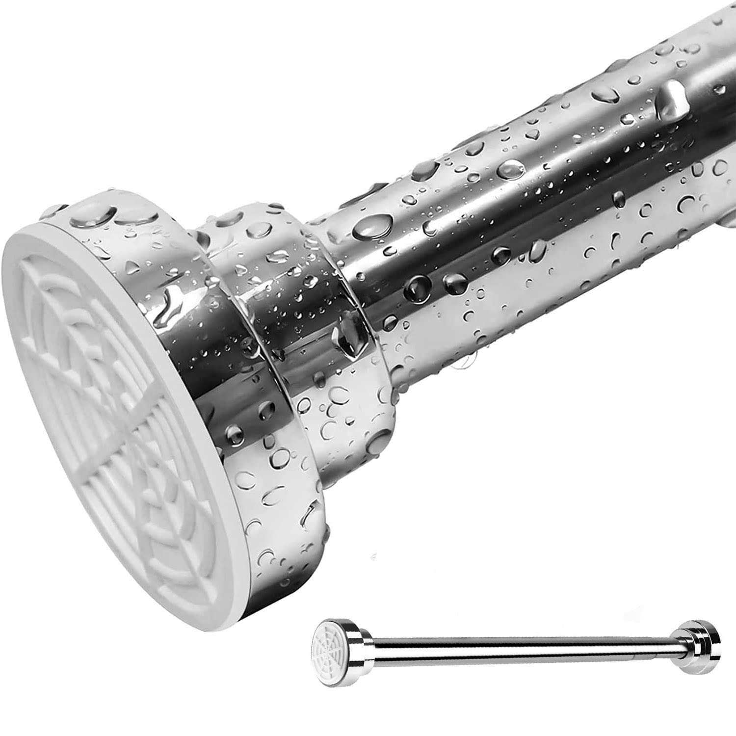 Stainless Steel Extendable Shower Curtain Tension Rod (85-140CM)，Telescopic Curtain Rail,Adjustable Tension Spring Pole, Non-Slip, Never Rust, Never Collapse,No Drilling,for Bathroom,Kitchen, Closet