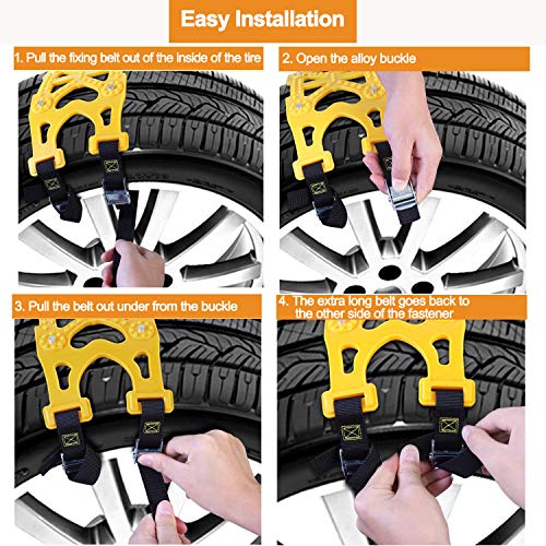 MONODEAL Snow Tire Trains, Durable Anti-Slip Snow Trains for Car, SUV, Van, Pickup Trucks, Universal Anti Skid Tire Chains for Emergencies and Occasional Use - Thumbnail 4