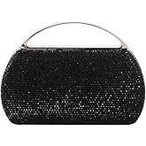 Eautyba Women's Fashion Top Handle Rhinestone Beaded Evening Bag Clutch Handbag