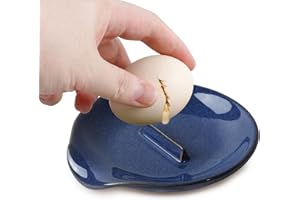 FFQ Egg Cracker & Spoon Holder, Spoon Rest for Kitchen,Ceramic Spoon Holder for Stove Top, Cooking Spoon Holder,Heat Resistant Utensil Rest for Countertop, Blue-Green