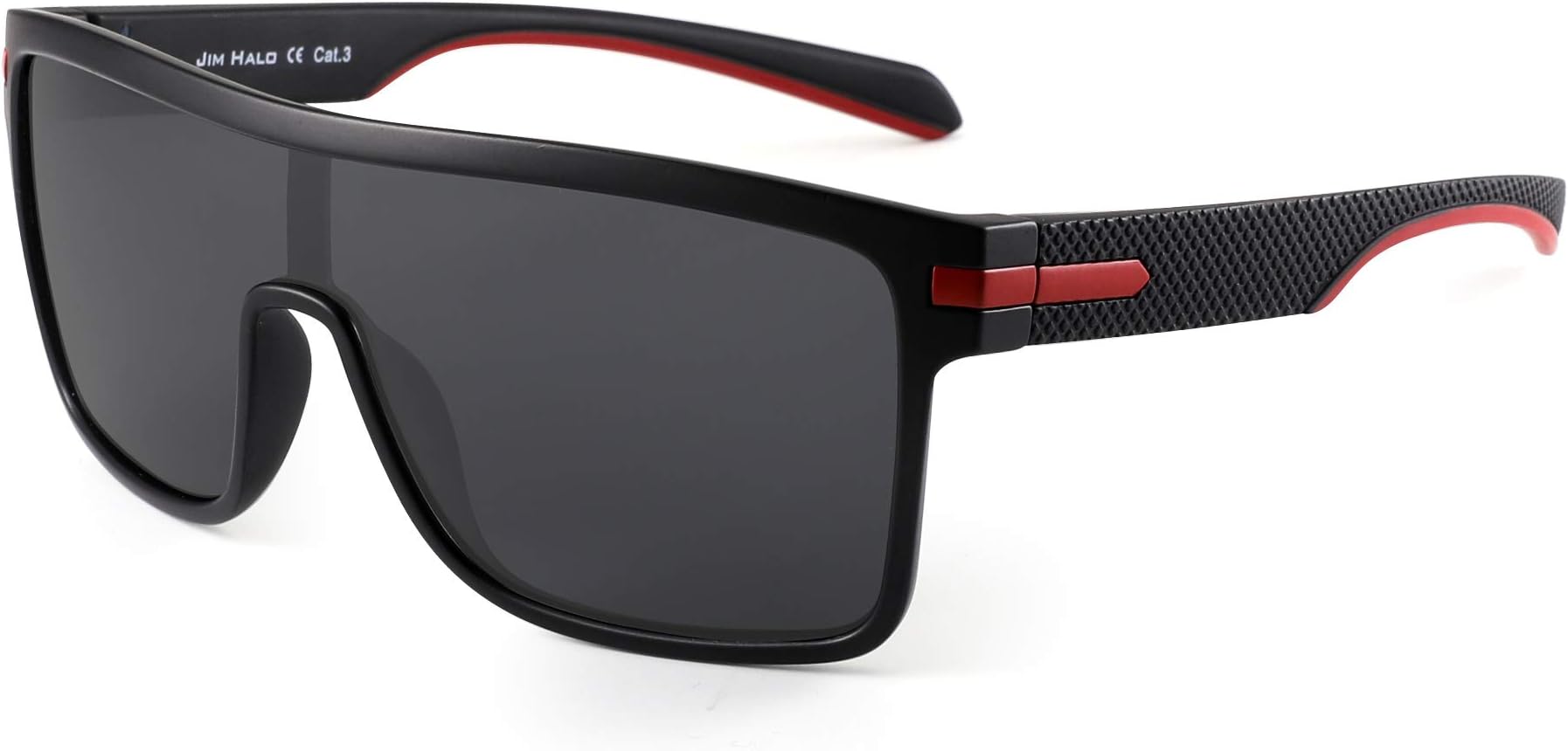 JIM HALOPolarized Shield Sunglasses Oversized Flat Top Square Glasses for Men