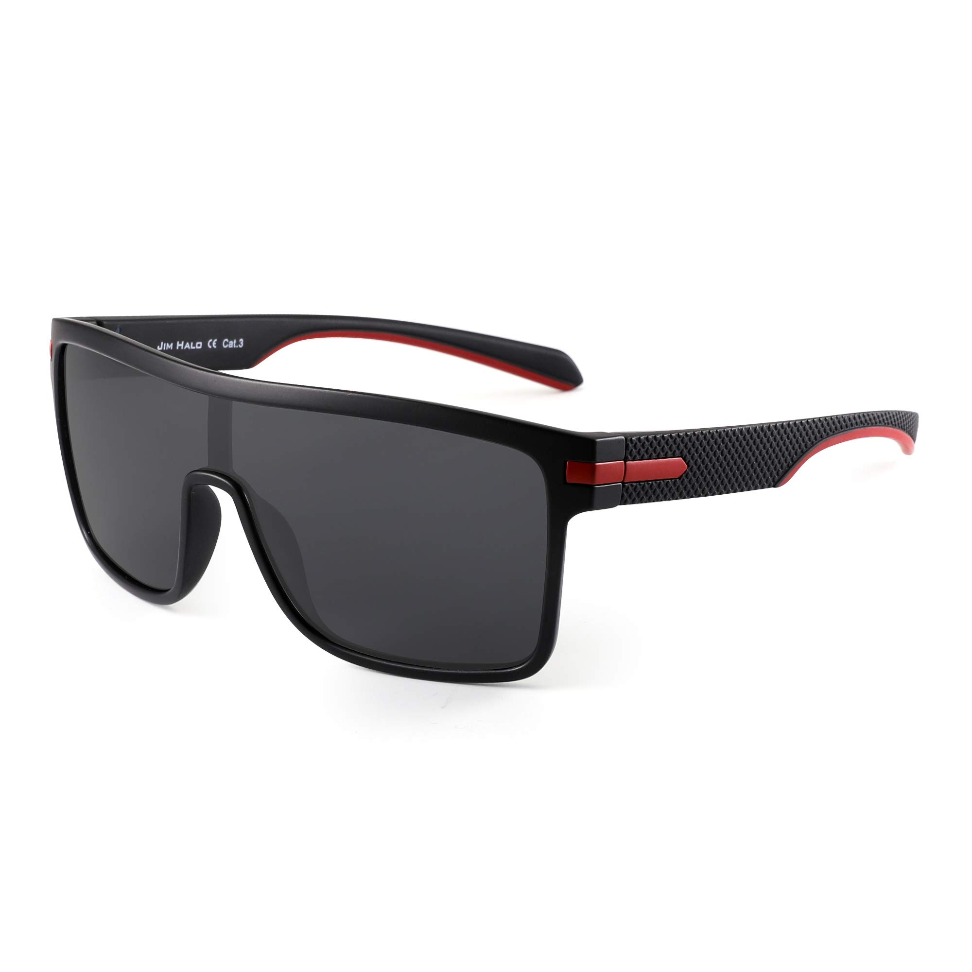 JIM HALOPolarized Shield Sunglasses Oversized Flat Top Square Glasses for Men