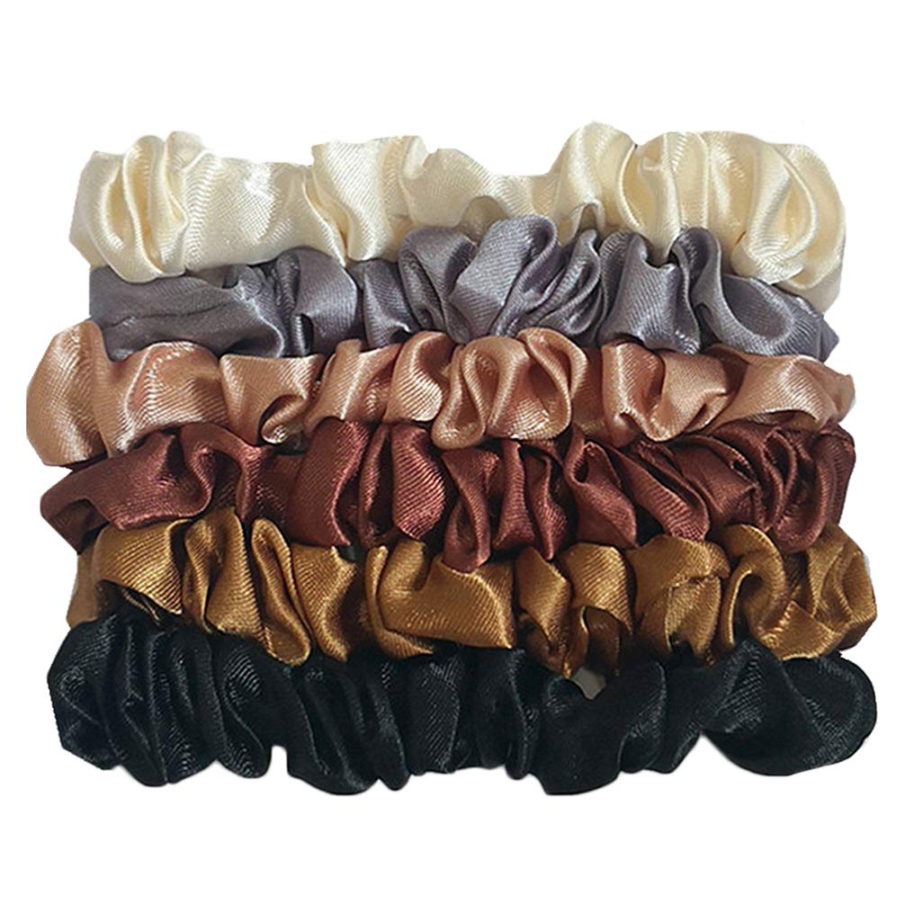 SOLUSTRE 12 Pcs Hair Scrunchies Hair Ties Bows Hair Ropes Soft Small Silk Scrunchy Hair Bands Elastics Ponytail Holders for Women Girls Lady