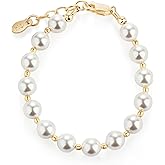 Cherished Moments 14K Gold Plated and 925 Sterling Silver Bracelet with Chunky Simulated Pearls for Babies and Little Girls
