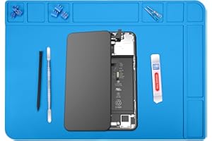 MMOBIEL Silicone Soldering & Repair Mat 19x13.5 Inch (48x34 cm) – Heat Resistant up to 932°F (500°C) – Blue Non-Slip Workbenc