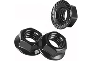 1/4-20 Serrated Flange Nuts Flanged Locknuts, Stainless Steel 18-8 Black Oxide, 50 PCS