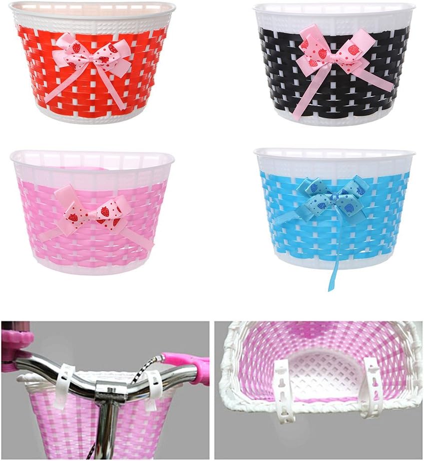Handmade Plastic Knitted Bow Knot Children Bike Scooter Front Basket