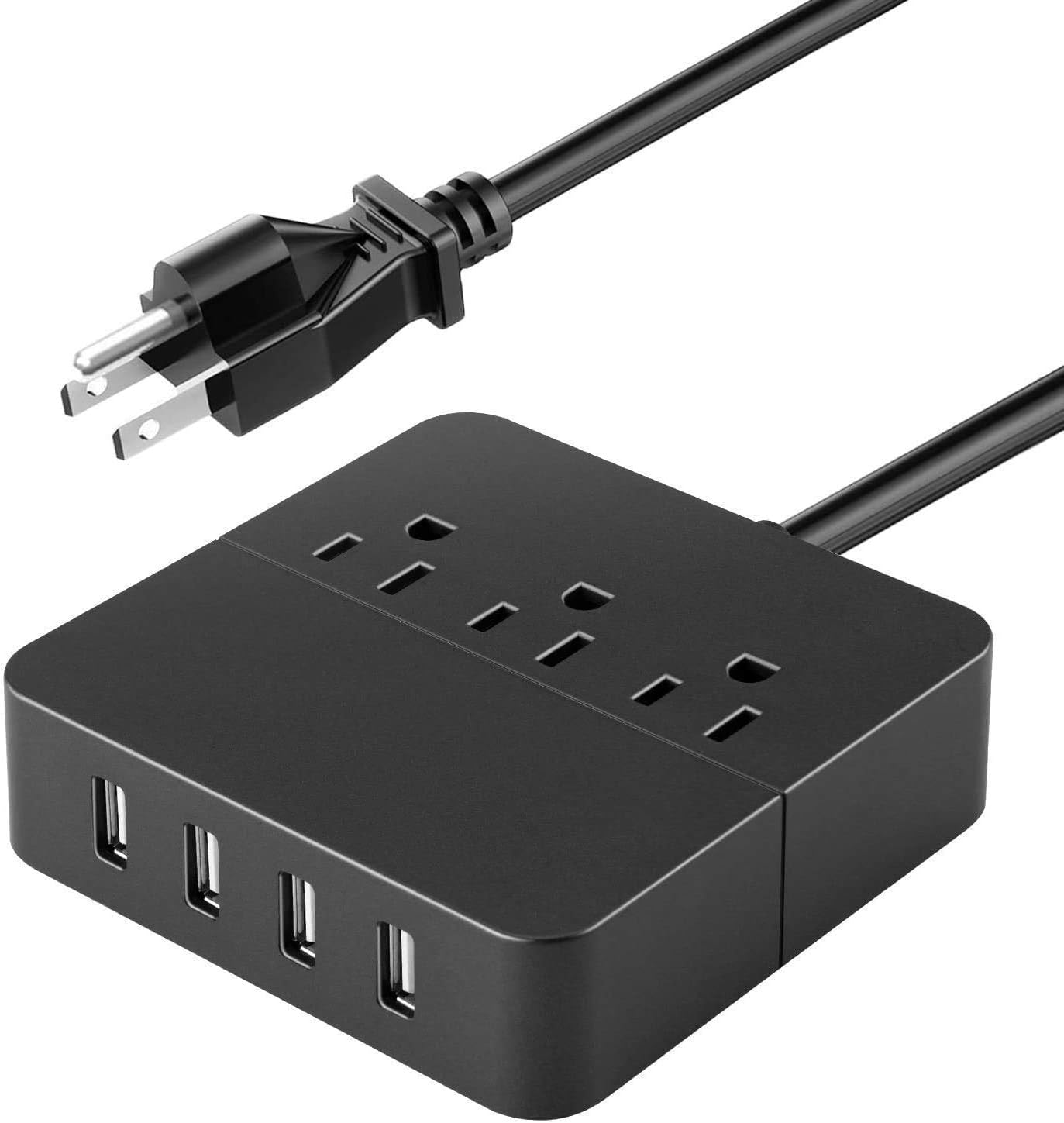 Office Nightstand Charging Station Power Strip Flat Plug With 3 Ac Outlets 4 Usb Charging Ports Electric Outlet Fireproof Desktop Charger 4 6 Ft Extension Cord For Home Tools Home Improvement Electrical