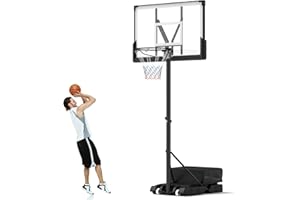 Goplus Basketball Hoop Outdoor, 4.1-10 FT Height Adjustable Basketball Goal System with 45 Inch Shatterproof PC Backboard, Wh
