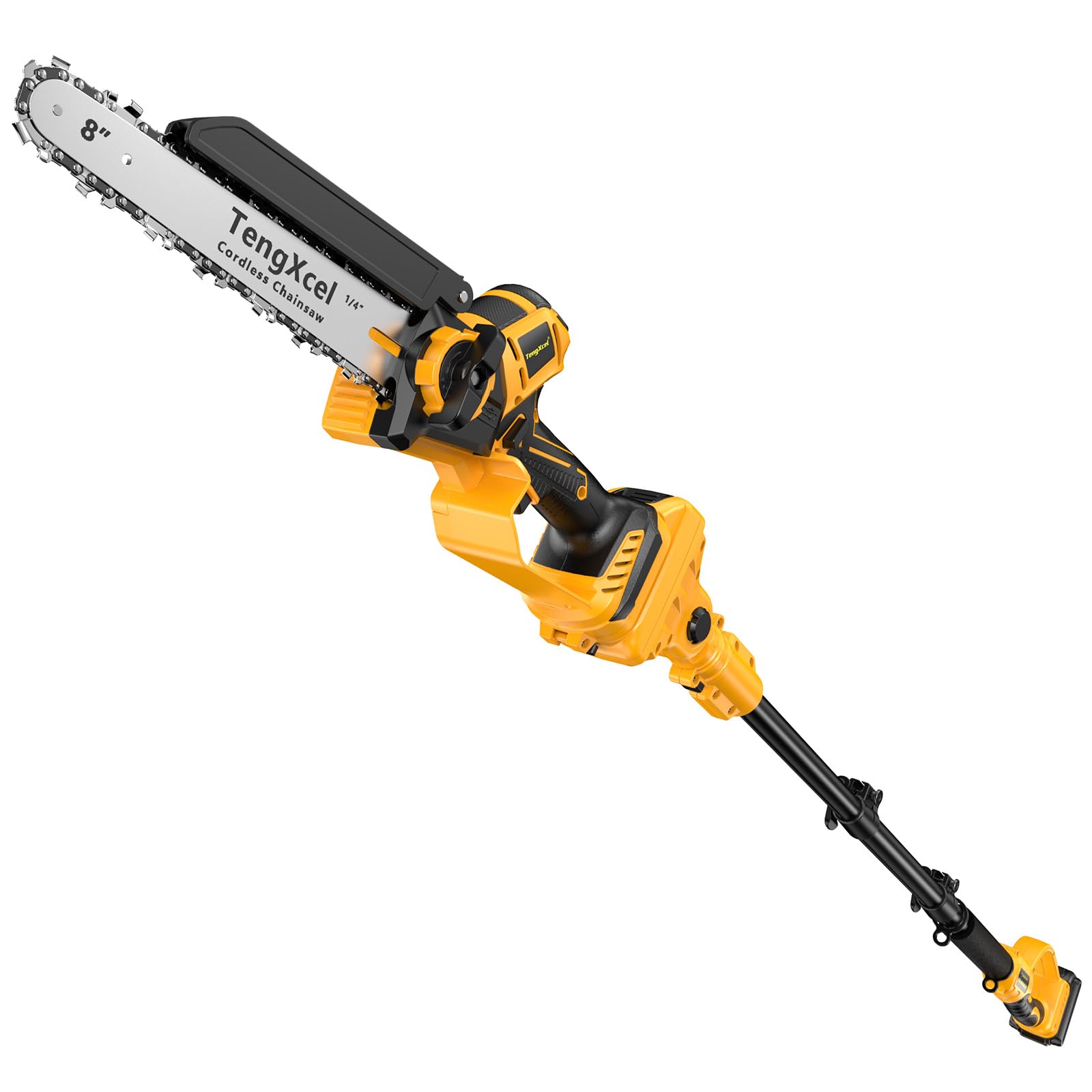View 1 of 2 IN 1 Cordless Pole Saw and 8 Inch Chainsaw for Dewalt 20V Battery, Electric Pole Saw for Tree Trimming Pruning, Low-Kickback, Auto Oiling, 15 Ft Max Reach(Battery Not Included)
