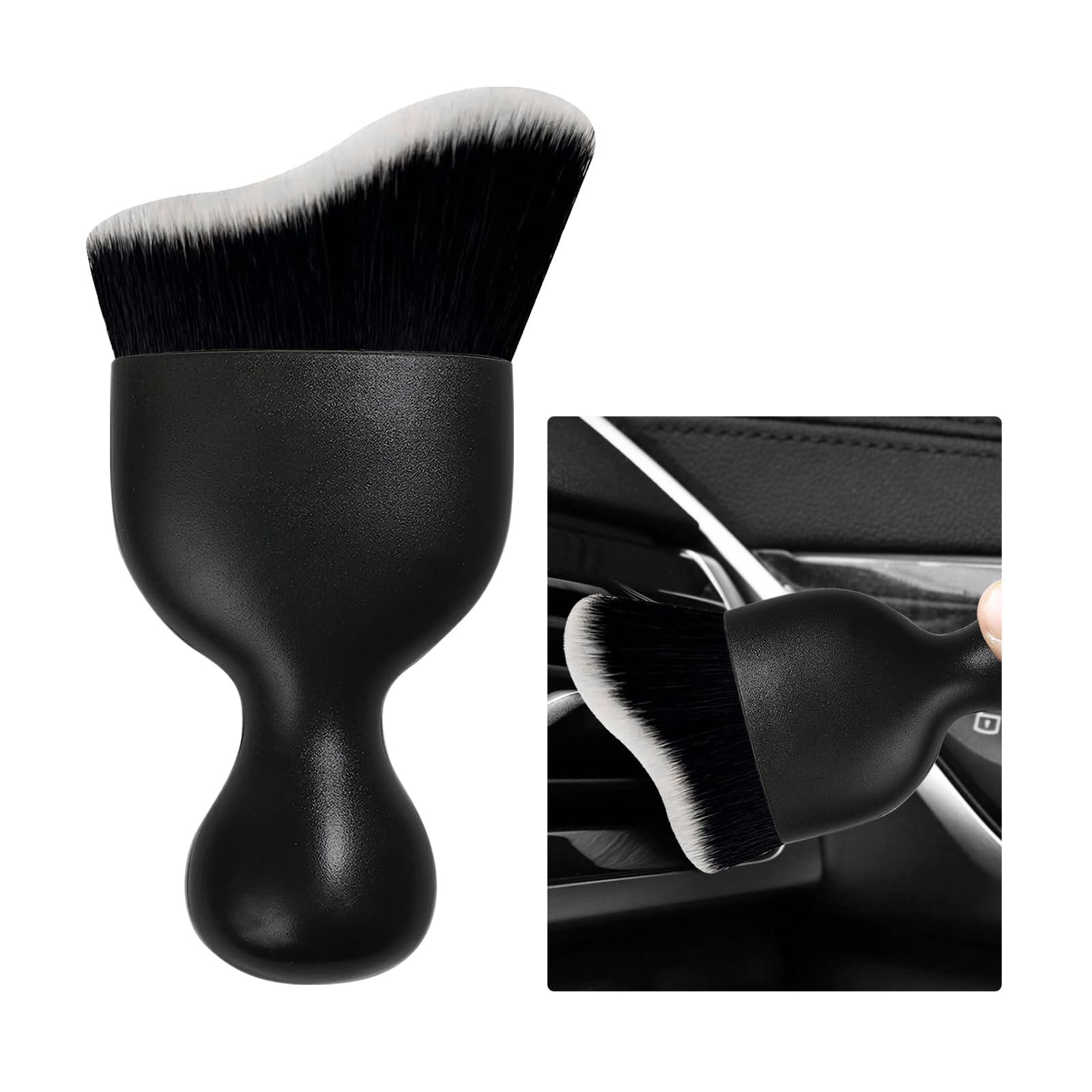 Photo 1 of Ziciner Car Detailing Brush, Curved Soft Bristles Auto Removal Dust Collectors, Universal Vehicle Dashboard, Air Conditioner Vents etc Interior Cleaning Tool Accessories (Black/White)