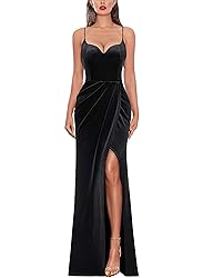 VFSHOW Womens 2025 Winter Velvet Formal Prom Maxi