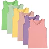 6-Pack Girls and Toddlers' Tank Tops Racerback Sleeveless Undershirts Girls Dance Tops(2-16Years)