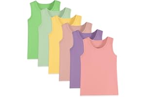 LESTECO 6-Pack Girls and Toddlers' Tank Tops Racerback Sleeveless Undershirts Girls Dance Tops（2-16Years）