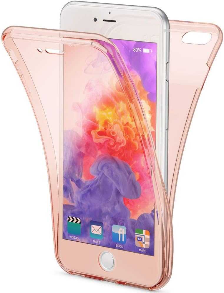 NALIA Full Body Case Compatible with iPhone 6 Plus 6S Plus, Front & Back Soft Phone Cover Full Protection Ultra-Thin Clear Silicone Shockproof Bumper Transparent Protective Skin, Color:Rose Gold