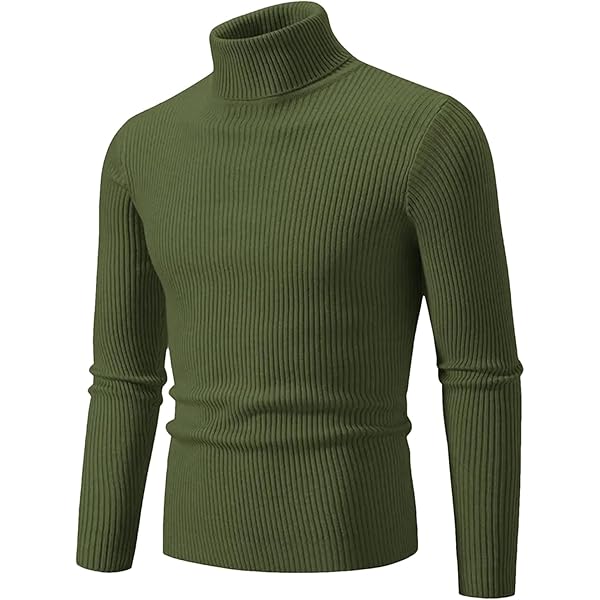Men's Knitted Turtleneck Sweater Solid Color Casual Pullover