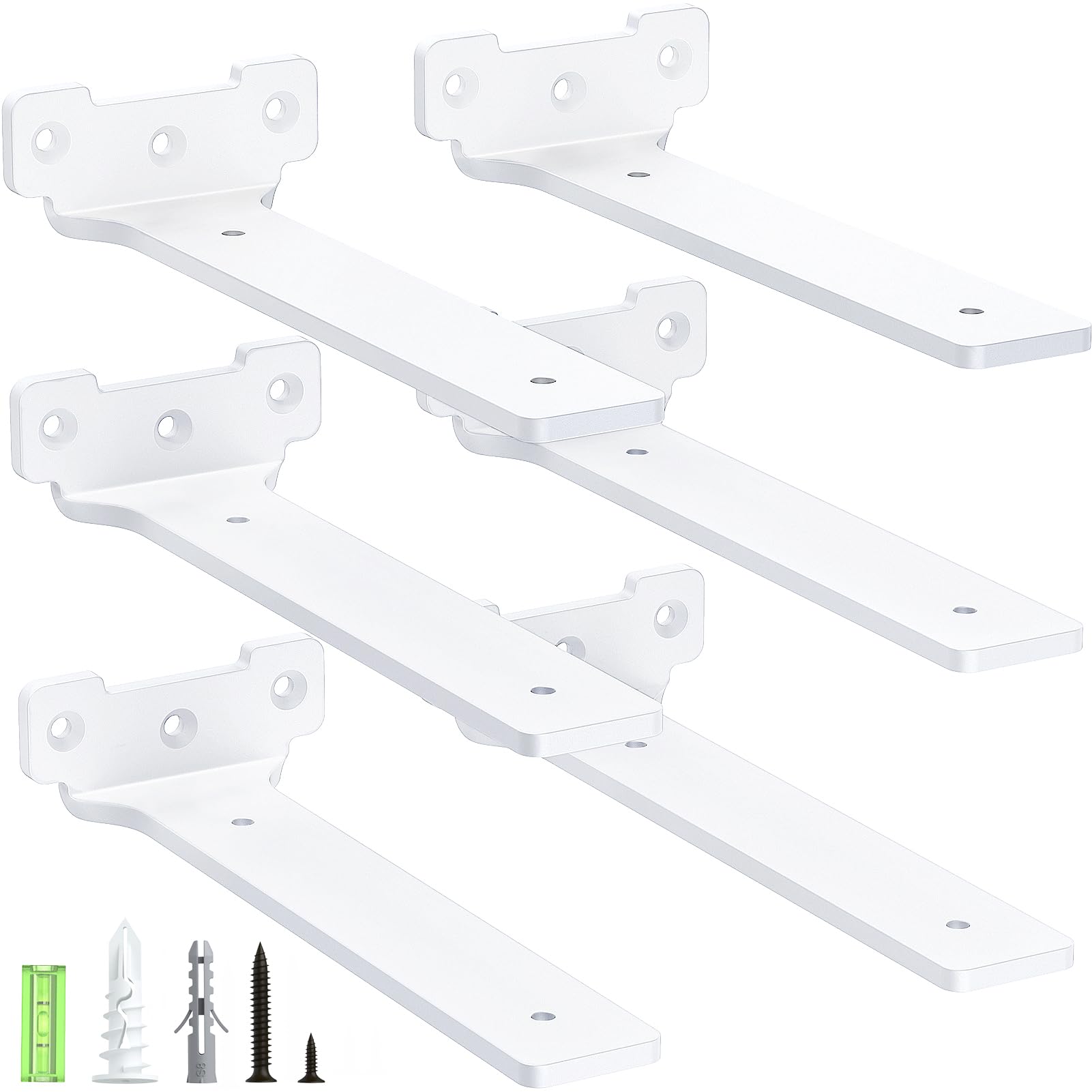 Yeabett Shelf Brackets, 6 Pack Right Angle Floating Shelf Brackets 20cm, 70kg Load Capacity, White