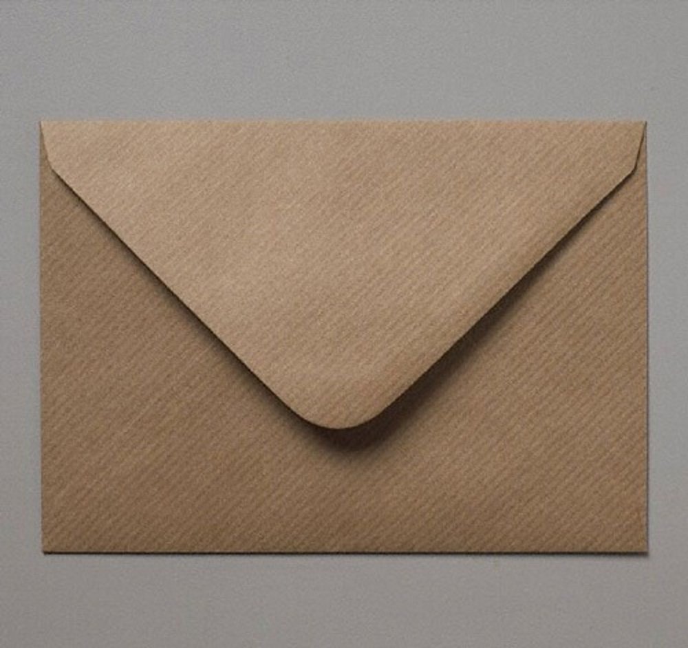 50 x C7 Plain Ribbed Recycled Kraft Card Envelopes Natural Brown (83x112mm A7)
