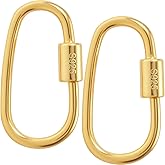 Hzopcw 2pcs Oval Locking Jump Rings, Gold Plated 925 Sterling Silver Jewelry Clasp, 0.24x0.43in Small Lock Snap Hook Clips Clasps for DIY Crafts Jewelry Making