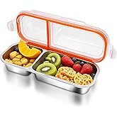 Pxiang Stainless Steel Snack Containers Reusable Double Compartment Condiment Box with Lids for Adults Divided Food Storage Containers Grab and Go Sauce Cups Bento Box for Outdoor Camping Travel